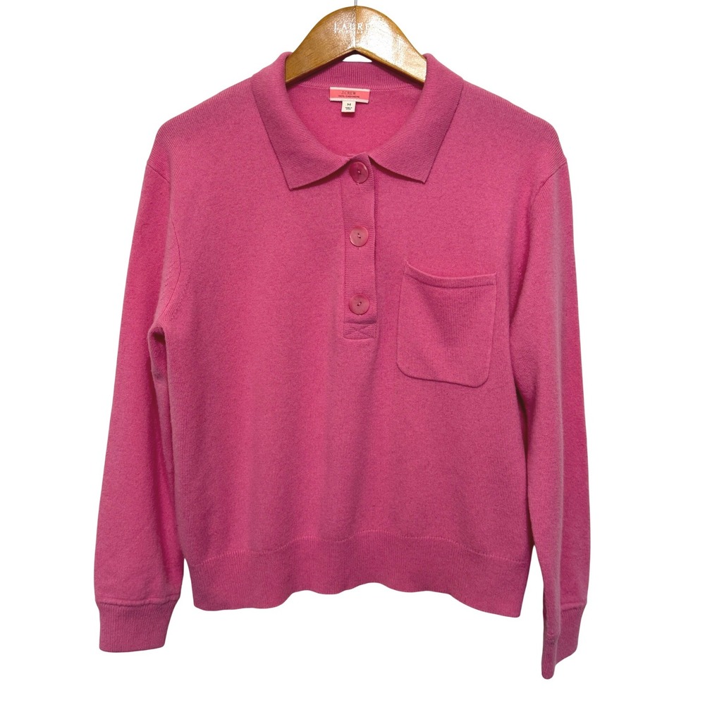 J. Crew Cashmere Collared Button‎ Top Women's Medium Pink